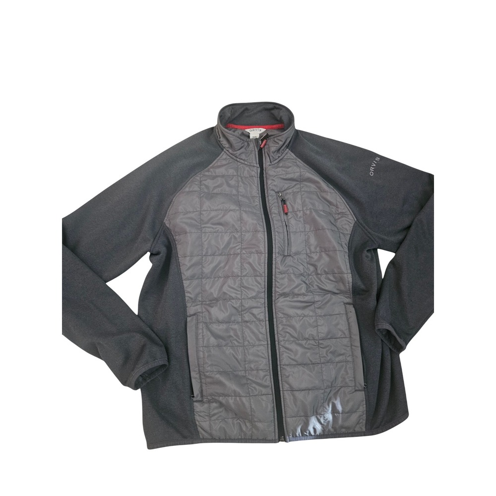 Orvis Hybrid Quilted Fleece Jacket Mens XL Gray Excellent Full Zip Insulated